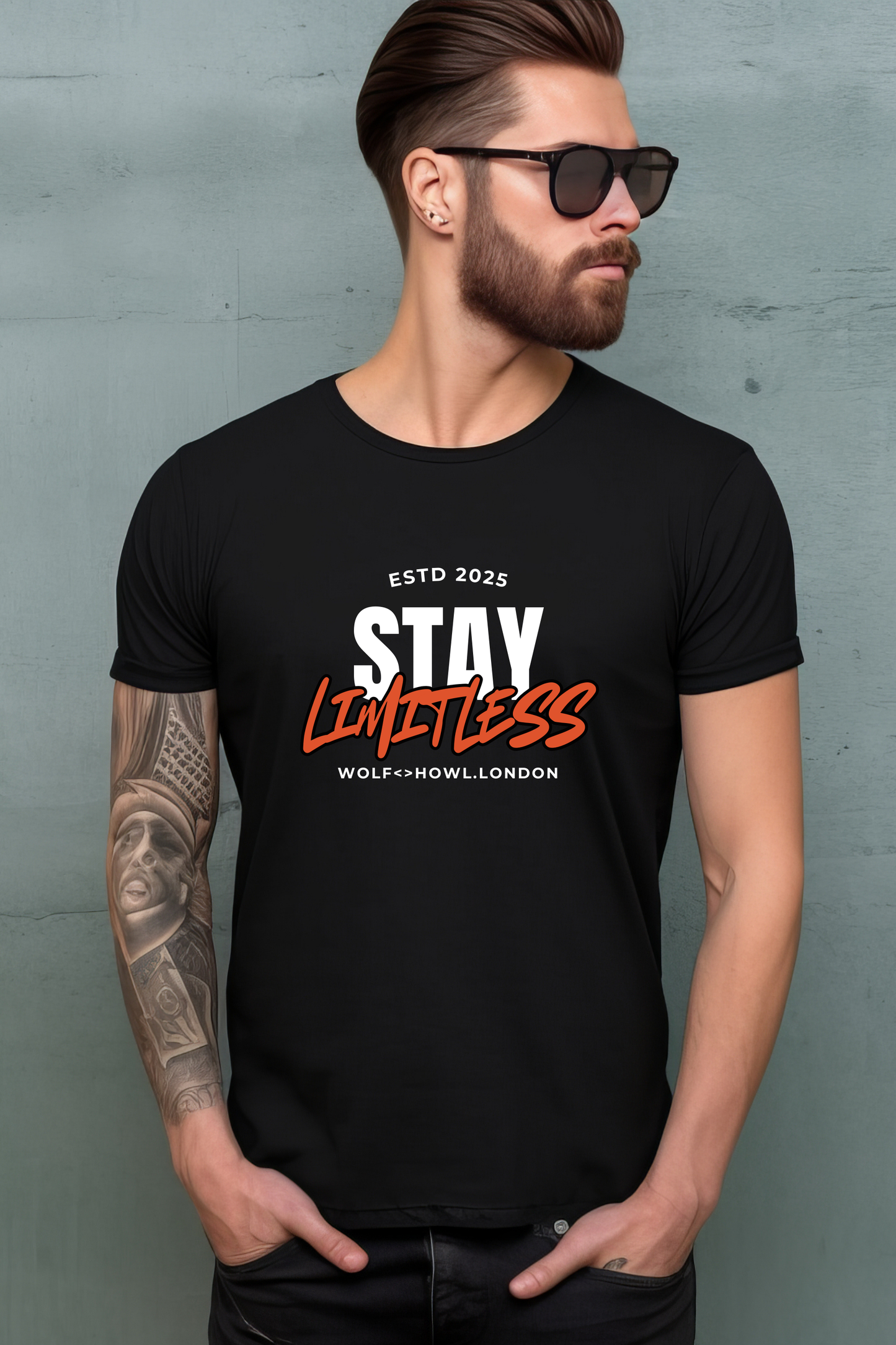 Men's Classic Crew - Stay Limitless Typography T-shirt (Dark Shades)