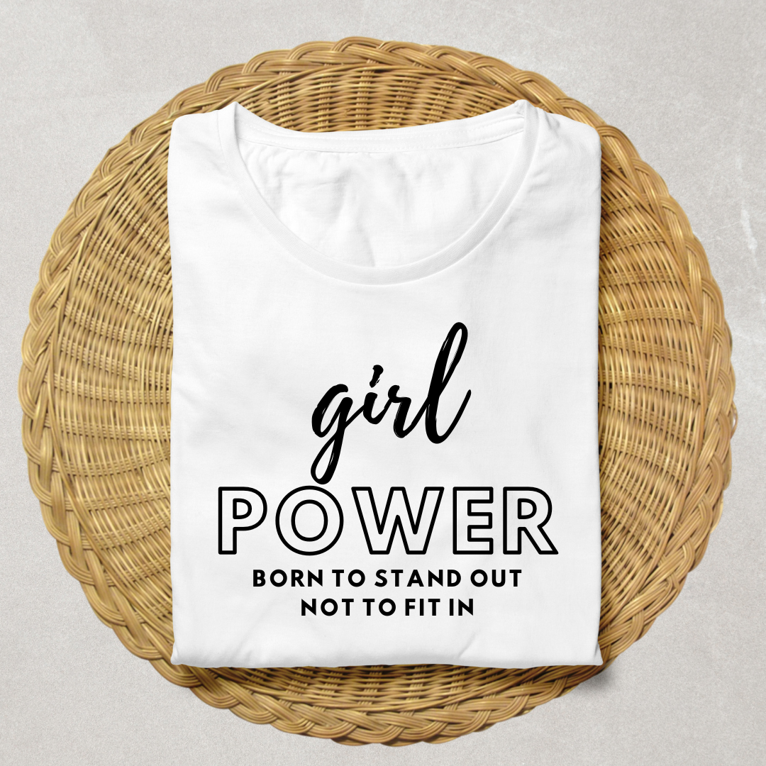 Female White Girl Power Graphic Printed Supima T-shirt