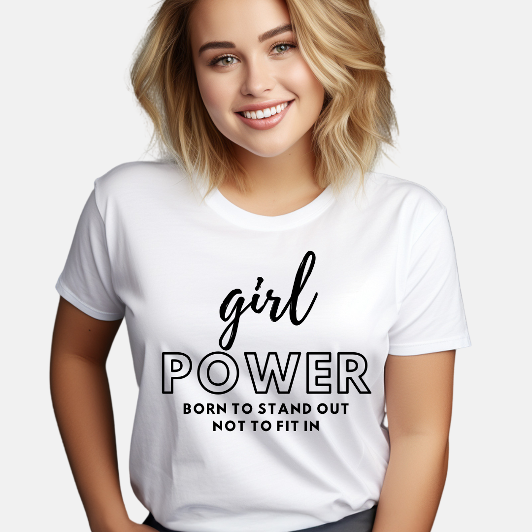 Female White Girl Power Graphic Printed Supima T-shirt