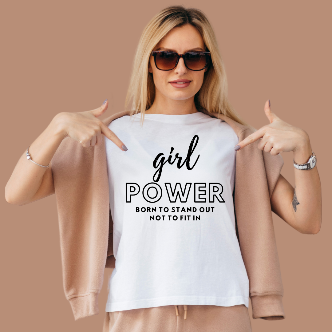 Female White Girl Power Graphic Printed Supima T-shirt