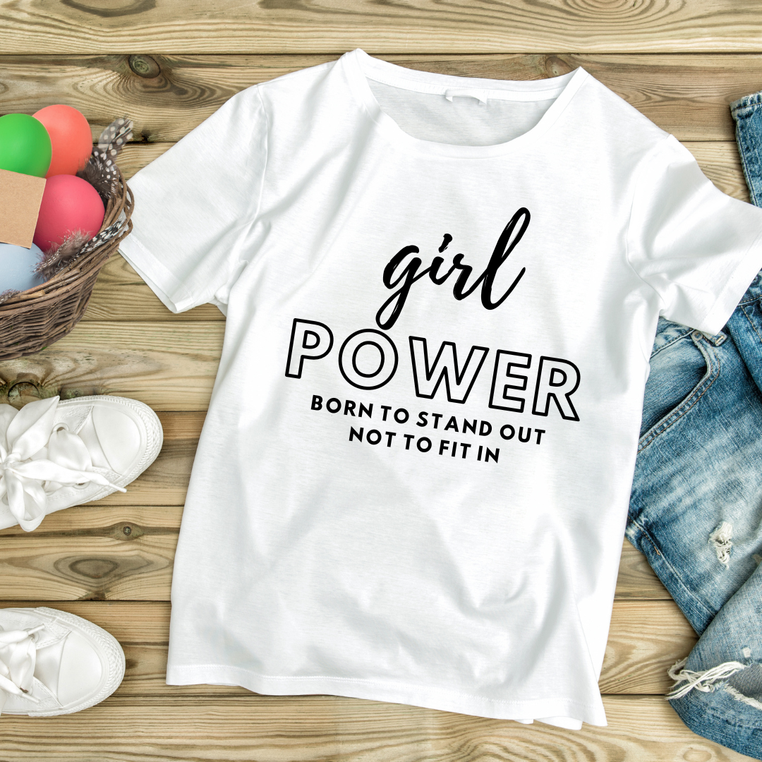 Female White Girl Power Graphic Printed Supima T-shirt