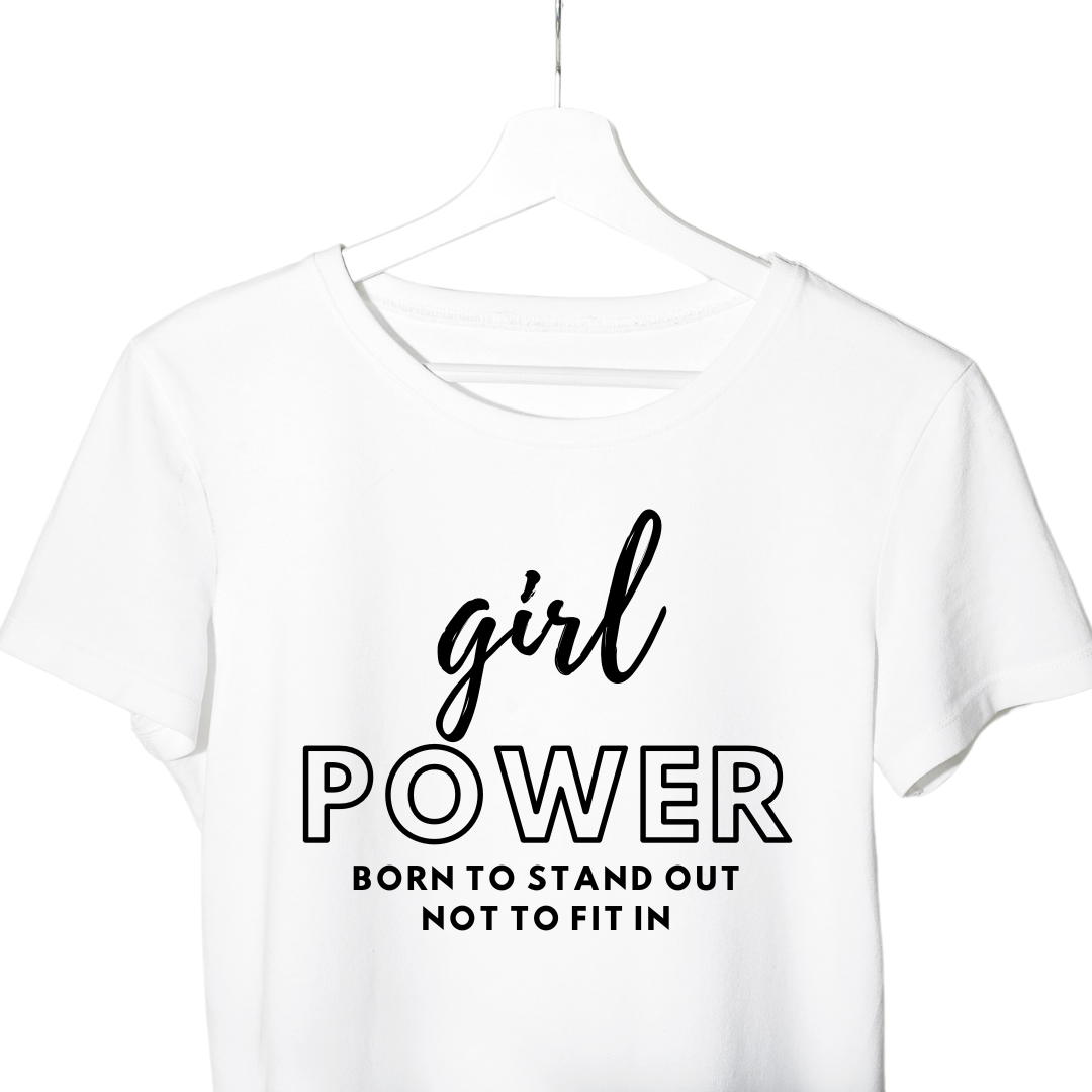 Female White Girl Power Graphic Printed Supima T-shirt