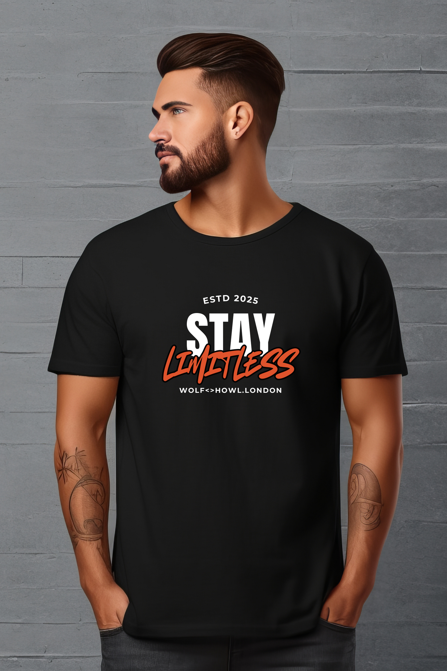 Men's Classic Crew - Stay Limitless Typography T-shirt (Dark Shades)